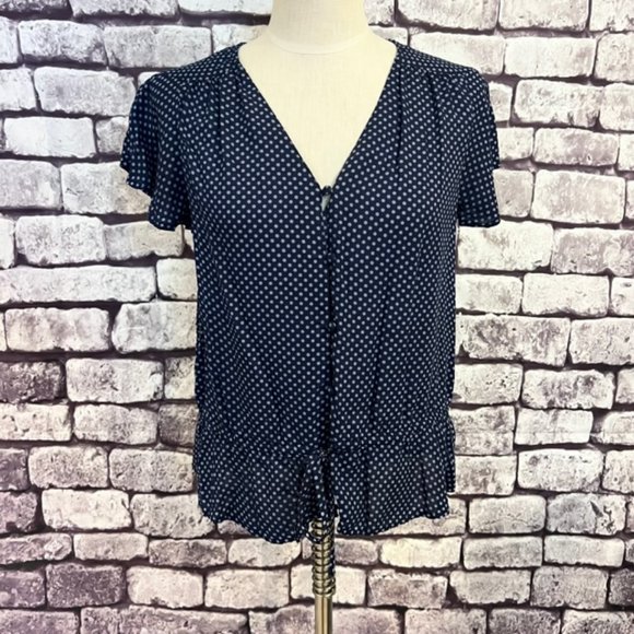 Lucky Brand Tops - Lucky Brand Blue V-Neck Light Weight Flutter Sleeve Blouse Size Medium